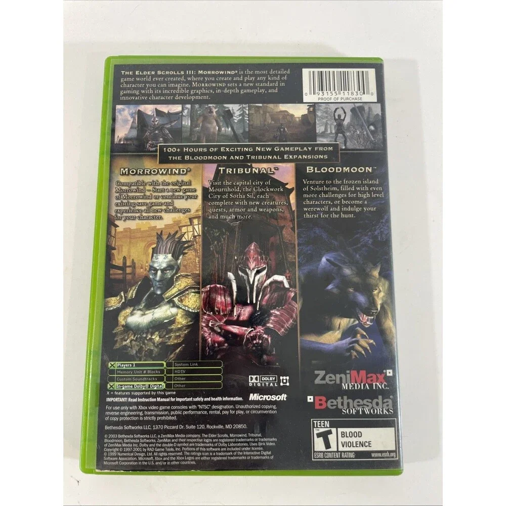 Elder Scrolls III: Morrowind -- Game of the Year Edition (Microsoft Xbox, 2003)